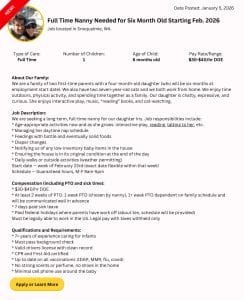 snoqualmie nanny
