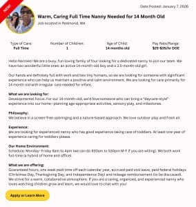 redmond nanny