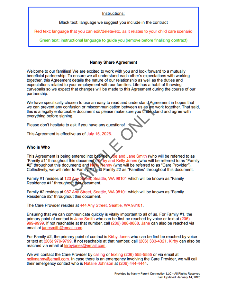 nanny share contract